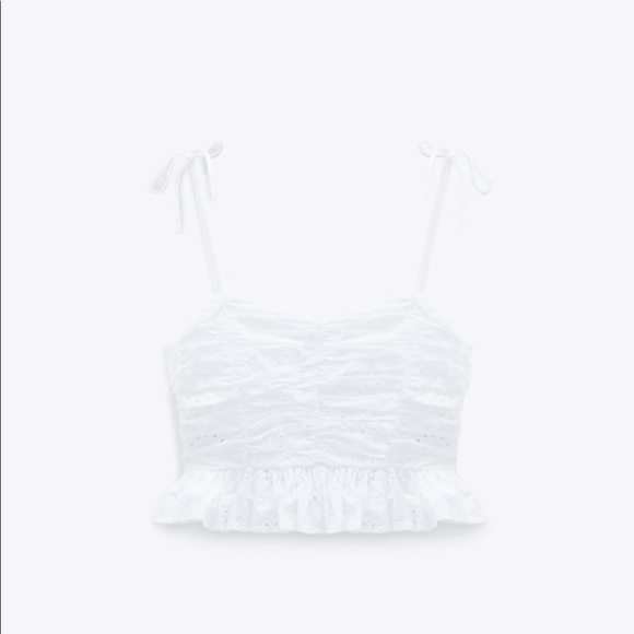 Zara open work embroidered tank top white NWT - Picture 3 of 4